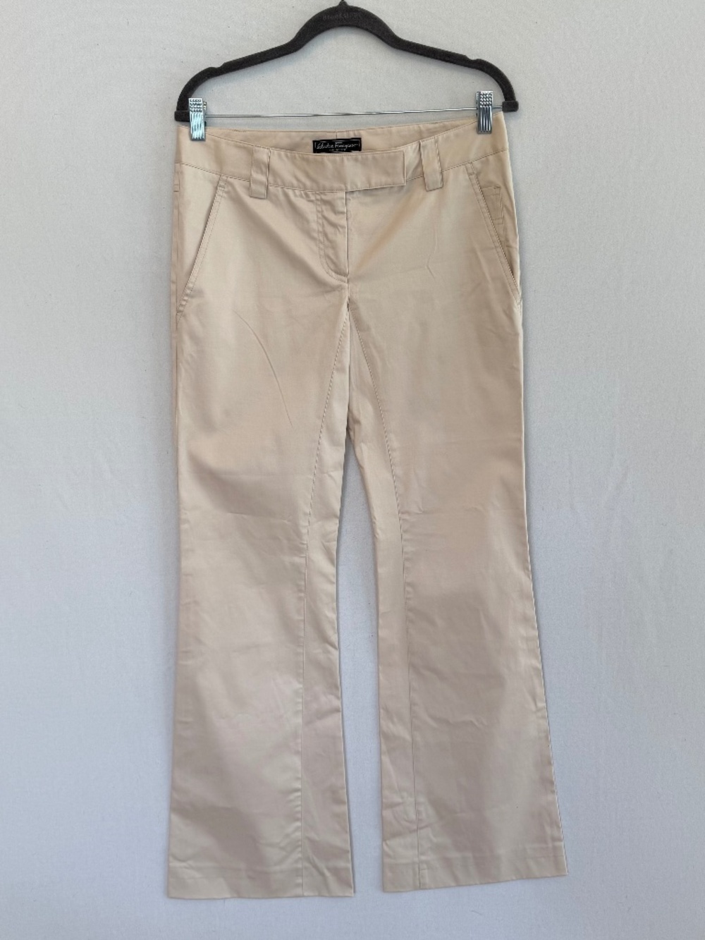 SALVATORE FERRAGAMO Women’s Size 42 Cream Boot Cut Trousers